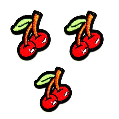 NiPitShop Mini Cute Cartoon Patch Nipitshop Patches Set Mini Cherry red Fruit Small Ball Cartoon Kid Embroidered Iron On Patch for Clothes Backpacks T-Shirt Jeans Skirt Vests Scarf Hat Bag