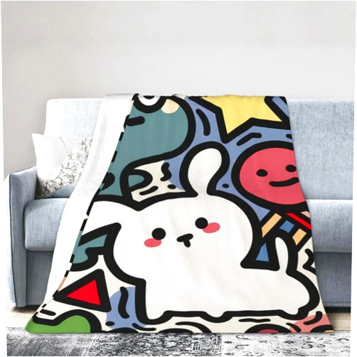 Vqselxamn Flannel Blanket, Cute Luxurious Ultra Soft and Warm, Anti-Pilling,Wrinkle-Resistant Throw for Bed,Sofa 50