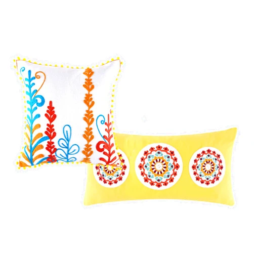 Greenland Home Fashions Greenland Home Barefoot Bungalow Topanga Decorative Pillows - Set of 2 Stuffed Embroidered Pillows