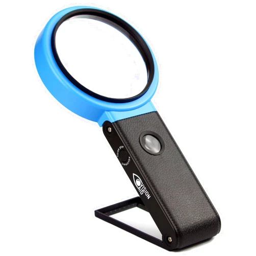 VISION AID 30X Hands-Free Magnifying Glass with 21 LED Lights for Coins Jewelry Crafts Hobby 40X Loupe Handheld or Desktop Stand Magnifier for Seniors Reading Watch Repair Soldering Close Work