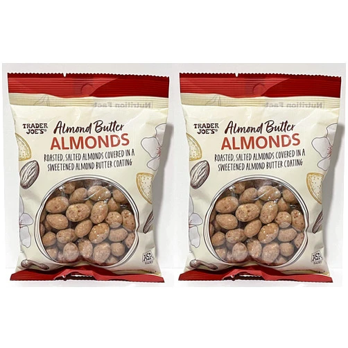 TJ's Trader Joe's Almond Butter Almonds - Roasted, Salted Almonds Covered in a Sweetened Butter Coating Pack of 2