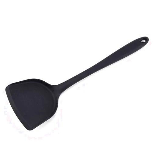 Mocrcrel Silicone Wok Spatulas, Non Stick Heat Resistant Spatula Set, Kitchen Cooking Utensil for Frying, 13 inch Silicone Nonstick Turner, High Heat Resistant to 480°F, BPA Free (Black)