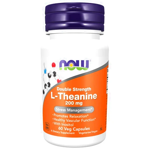 NOW Foods Supplements, L-Theanine 200 mg with Inositol, Stress Management*, 60 Veg Capsules
