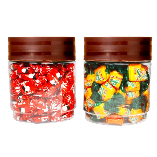 PEARLPET Modedge Plastic Jar Container for Kitchen Storage , Set of 2 Pieces , Brown, 700 ML