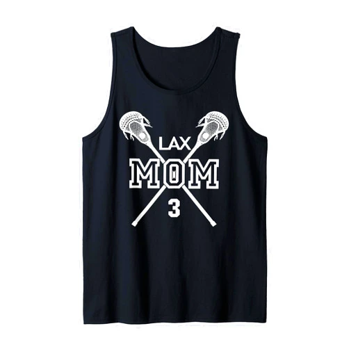 LAX Lacrosse Mom Player Jersey Number Jersey Gifts Proud Love Lacrosse Mom #3 LAX Player Number 3 Mother's Day Tank Top