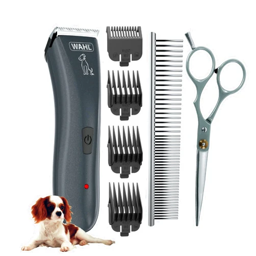 Wahl Clipper Rechargeable Pet Clipper Kit with Rinseable Stainless Steel Precision Blades for Grooming at Home with Stainless Steel Detangling Comb and Scissors - Model 9179