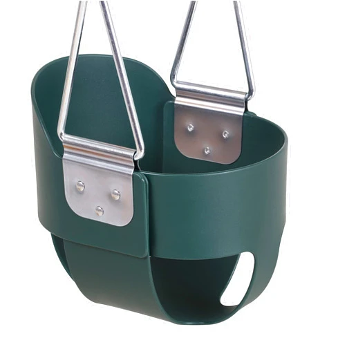 Jack and June High Back Full Bucket Playset Toddler Swing with Plastisol-Coated Chains Green