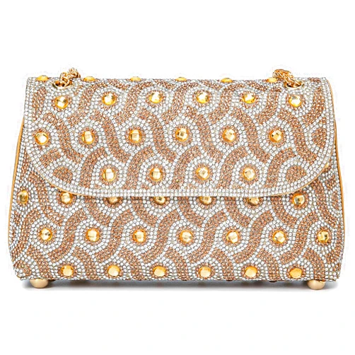 BBTT.ful Flower Evening Handbags Chain Strap Square Shoulder Bag Crossbody Bag Crystals Rhinestone Clutch Purse