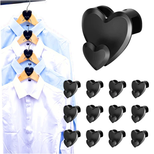 Jedroc 12 Pack Clothes Hanger Connector Hooks,Space Saving Hearts Hanger Hooks to Create Up to 5X More Closet Space, Heavy Duty Cascading Clothes Hanger Hooks,Hanger Extender Clips