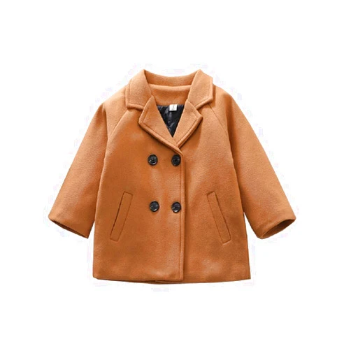 YIMEIM Toddler Baby Boys Girls Wool Coat Winter Warm Double Breasted Trench Coat Kids Jacket Outwear Clothes Khaki 3-4T