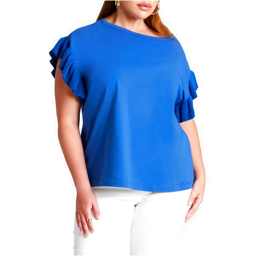 ELOQUII Women's Plus Size Ruffle Sleeve Tee