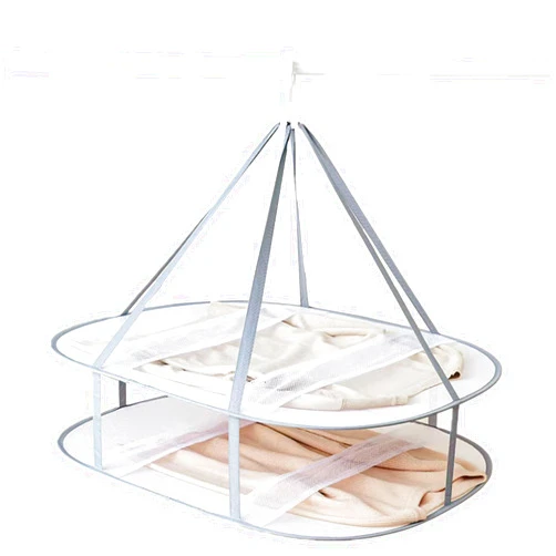 JWCBDY Large Size Sweater Hanging Dryer, 2 Tier Folding Drying Rack, Lay Flat to Dry Mesh Clothes Hanger for Sweater, Delicates and Swimsuit(30.7X24X25 in/1PCS)