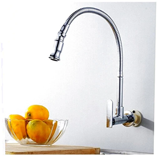 StoHua Kitchen Sink Faucets 360 Rotatable Single Lever Stainless Steel Wall-Mounted Kitchen Tap Ktichen Faucet Chrome Finished