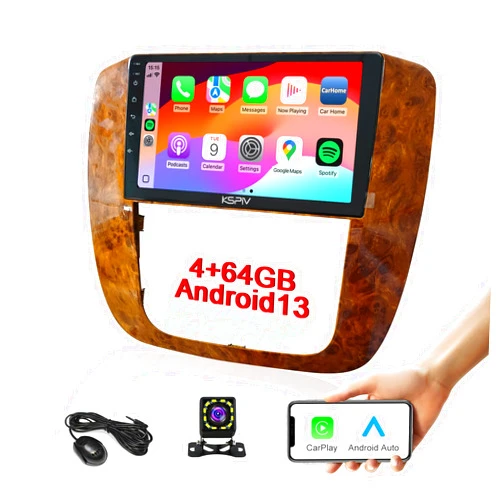 KSPIV 4GB+64GB Android 13 Car Stereo for GMC Yukon Chevrolet Tahoe Suburban 2007 2008 2009 2010 2011 2012 Radio,9 Inch Touch Screen with Wireless CarPlay Android Auto GPS/FM/WiFi/USB/Backup Camera