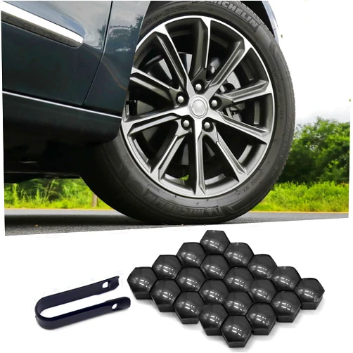 SOMUCH 20PCS Black Lug Nut Covers - 17mm Hex Lug Nut Bolt Caps with Remover Tool for Wheel Protection, Automotive Accessories-Screw Caps for Tire Wheels, Bolt Hub and More (17mm)