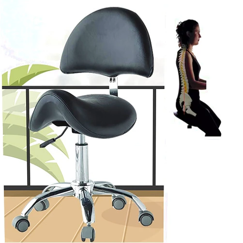 TUJOBA Saddle Chair Dental Hygienist Saddle Chair with Back Support, Adjustable Height Rolling Ergonomic Swivel Chair, Office Chair for Kitchen/Shop/Hospital