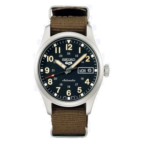 SEIKO 5 Sport SRPJ85 Olive Green Nylon Automatic Watch, Black