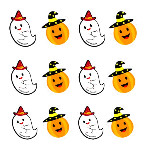 Boxkat 100 Pcs Halloween Lollipop Paper Cards Creative DIY Ghost Pumpkin Sugar Card Candy Wrapping Lollipop Candy Sweets Holders Decorations for Halloween Party Supplies, Orange, White