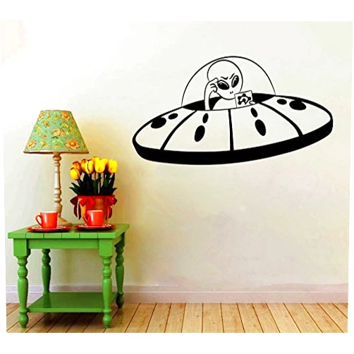 Kellysdesigns Alien Flying Saucer Wall Decal UFO Vinyl Sticker Home Children's Room Cartoon Cosmic Decoration Extraterrestrial Interior Vinyl Pattern (2ain) / Shipping from USA by Kellysdesigns /