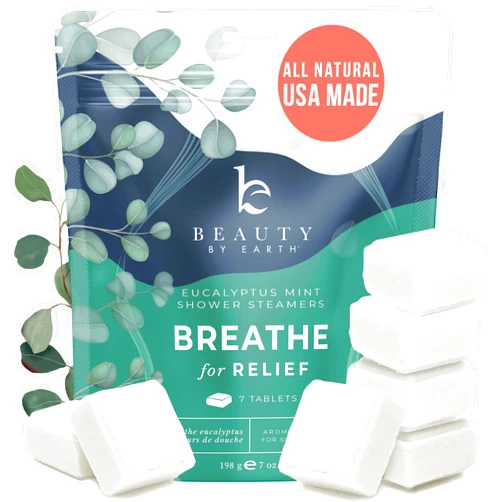 Beauty by Earth Shower Steamers Aromatherapy - USA Made with Natural Ingredients & Eucalyptus Essential Oil, Large Shower Bombs for Cold and Flu, Stocking Stuffers for Women & Men, Christmas Self Care & Spa Gifts