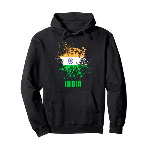 India Retro Vintage Watercolors Indian Flag India Retro Vintage Watercolors Sport Indian Flag Souvenir Pullover Hoodie