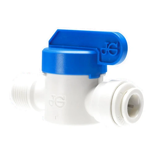 John Guest Speedfit 3/8 Inch OD x 3/8 Inch NPTF Male Shut-Off Valve, Push to Connect Plastic Plumbing Fitting, White, PPSV011223WP