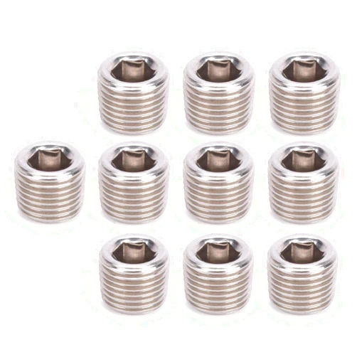 Hilitand 10pcs 304 Stainless Steel Pipe Plug Fitting Head, 1/2in/3/8in/1/4in/1/8in NPT Plug Male Thread BSPP Hex Plug Head(1/8”)