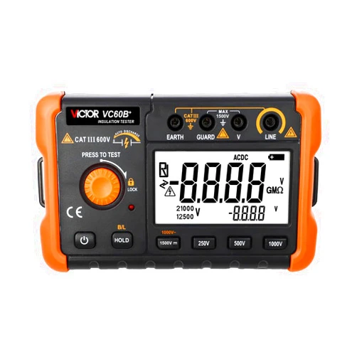 GuliTech VICTOR Ohm Meters VC60B+ Digital Insulation Rresistance Tester Megohmmeter, DC AC Voltage Testing 20-1000V, 5%+5 Resistance Accuracy, 5000 Count (VICTOR VC60B+)