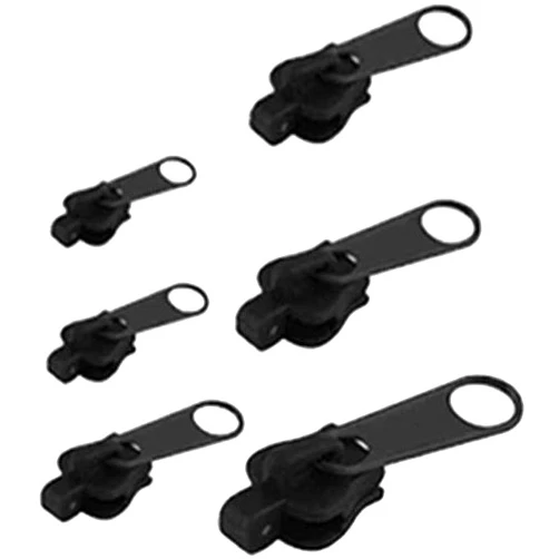 INSO COPYLOVE 6/12Pcs Fix Zipper Pull Replacement Metal Zipper, Universal Replacement Zip Slider Zippers Puller Repair Kit (12pcs, Black)