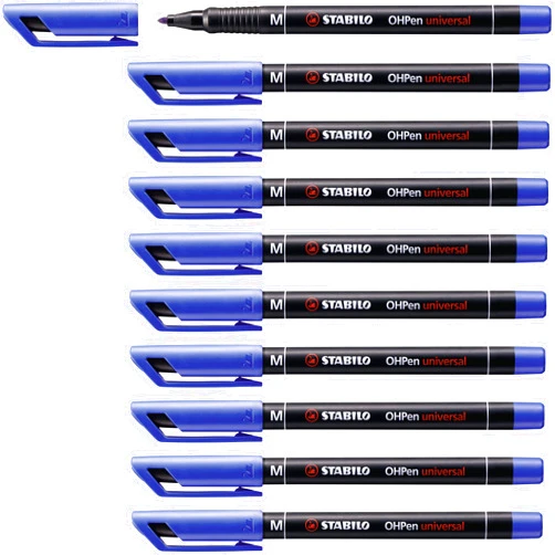STABILO Overhead Pen OHPen universal - Permanent Medium - Pack of 10 - blue