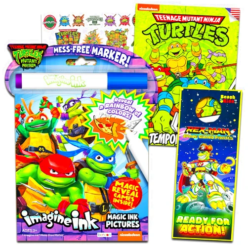 NINJA TURTLES TMNT Imagine Ink Activity and Coloring Book Bundle for Kids with 25 Ninja Turtle Tattoos and Party Favors