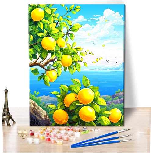 TUMOVO Lemon Tree Paint by Numbers Kit for Adults Beginner, Coastline Landscape Easy Adult Paint by Number Kits on Canvas, DIY Oil Hand Painting Art Crafts for Home 16