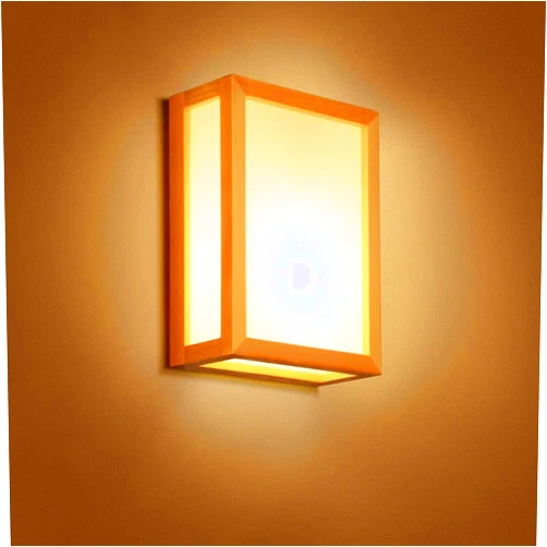 Ganeep Modern Minimalist Japanese Style LED Solid Wood Wall Lamp Sconce Creative Bedroom Bedside Decorative Lighting E27 Glass Illumination for Living Room Aisle Study