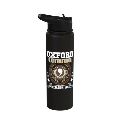 Grammar Police Shirts Oxford Comma Appreciation Society - Grammar Police English Stainless Steel Insulated Water Bottle