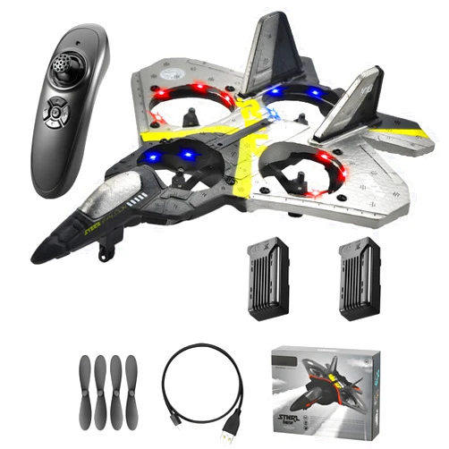AUGARDEN V17 Jet Fighter Stunt Rc Plane for Kids 2.4GHz Foam Remote Control Rc Airplane with 2 Batteries, 360° Drop-Resistant Stunt Spin Remote & Light RC Airplane for 3 4 5 6 7 8 Years Old Kids