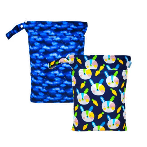 Ibby's store 2 pcs/set Wet Dry Bags for Baby Cloth Diapers & Breast Pump Parts & Bottles Washable Waterproof Reusable Travel Bags Laundry Bag Travel Organizer Packing Pouch Toiletries Beach Pool Gym Yoga Daycare