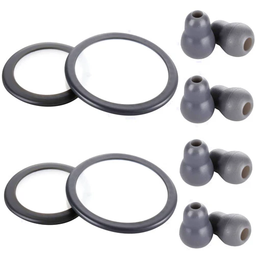 BBTO 2 Sets Stethoscope Replacement Parts Adult and Pediatric Replacement Diaphragm and Silicone Stethoscope Ear Tips Accessories(Gray)
