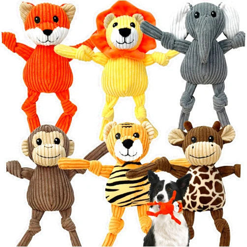 Okegztoa 6 Pack Dog Squeaky Toys Knotties Interactive Plush Dog Toys Dogs Squeak Toy for Small Medium Large Dogs,Dog Toys for Aggressive chewers,Durable Stuffed Pet Chew Toy (6 Pack Jungle Animals)