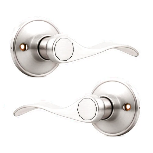 Probrico Pack of Two Dummy Door Lever for Left Hand and Right Hand Brushed Nickel Interior Door Handle Wave Style Non-Turning Door Knob Stainless Steel