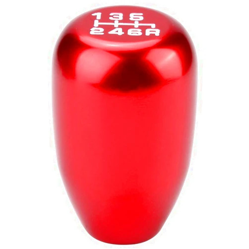 Qiilu Universal Car Shifter Knob, 6 Speed Manual Gear Shift Lever Stick Head, Red