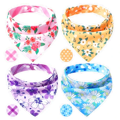 PAWCHIE Spring Dog Bandanas Small Reversible Styles Pet Triangle Scarf Bibs - Adjustable with Two Snaps - Kerchief Set Accessories for Dogs, Puppy, Cats