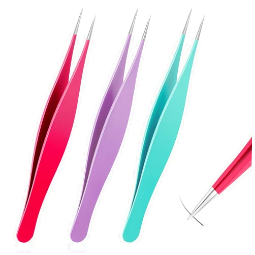 Salbsever 3 Pcs Point Tweezers Ingrown Hair Tweezers Precision Nose Needle Point Tip Tweezers Fine Point Tip Ingrown Hair Stainless Steel Blackhead Remover for Facial Hair Eyebrow Remover