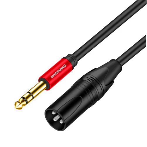 DREMAKE 10 Foot TRS Stereo 6.35mm 1/4 Inch to XLR Balanced Mic Cable Male to Male Audio Patch Cord for Speakers, Amplifier