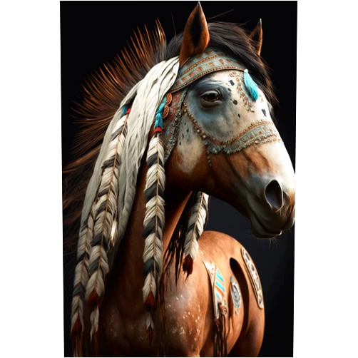 Spesdke Diamond Painting Kits for Adults Indian Horse Art Paint with Crystal Rhinestone Cross Stitch Round Full Drill Art 12X16 Inch