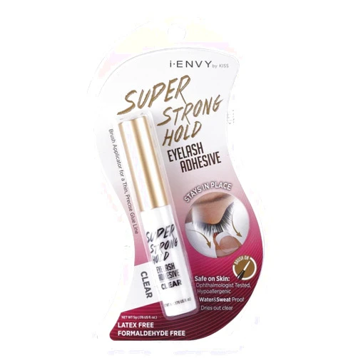 KISS i-ENVY By KISS Super Strong Hold Eyelash Adhesive, Waterproof Long-Lasting Strip Lash Glue, Natural-Looking Allergy & Latex Free with Brush Applicator (Clear, 3 PACK)