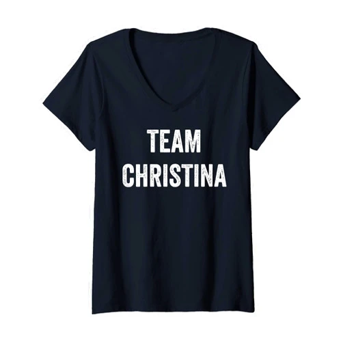 Team Christina Womens Team Christina, Go Christina Supporter, Cheer Fan V-Neck T-Shirt