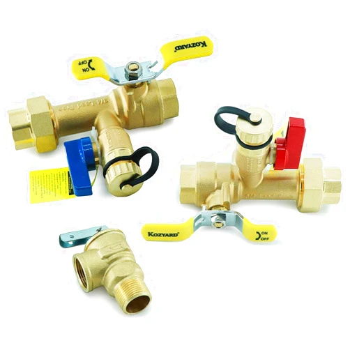 Kozyvacu 3/4-Inch IPS Isolator Tankless Water Heater Service Valve Kit with Clean Brass Construction (FNPTxFNPT)