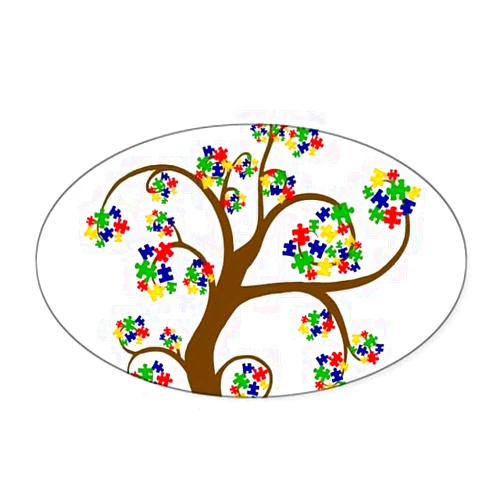 CafePress Puzzled Tree of Life Sticker Oval Car Bumper Sticker(10-Pack)