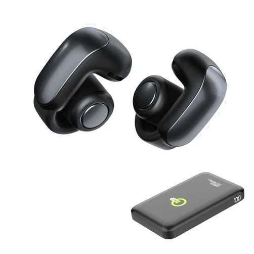 Bose New Ultra Open Earbuds with Immersive Audio, Open Ear Wireless Clip on Earbuds for Comfort, OpenAudio for Awareness, Up to 48 Hours of Battery Life with Green Extreme Portable Charger