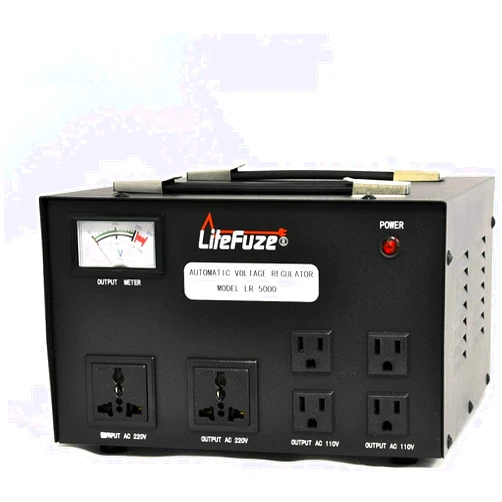 LiteFuze 5000 Watt Voltage Transformer Converter with Builtin Regulator - Step Up/Down - 110V/220V - Circuit Breaker Protection [5-Years Warranty]